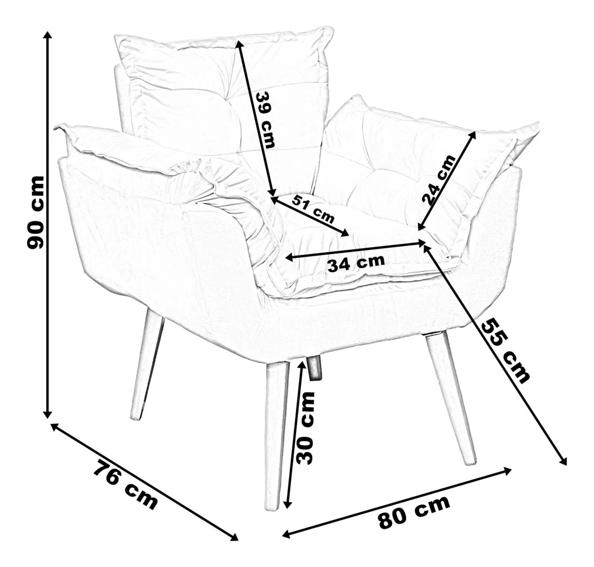Kit Namoradeira Reforçada + 2 Poltronas Decorativas Para Sala Recepção Consultório Escritório Suede