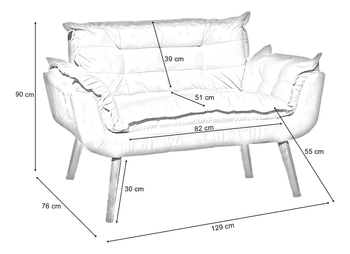 Kit Namoradeira Reforçada + 2 Poltronas Decorativas Para Sala Recepção Consultório Escritório Suede