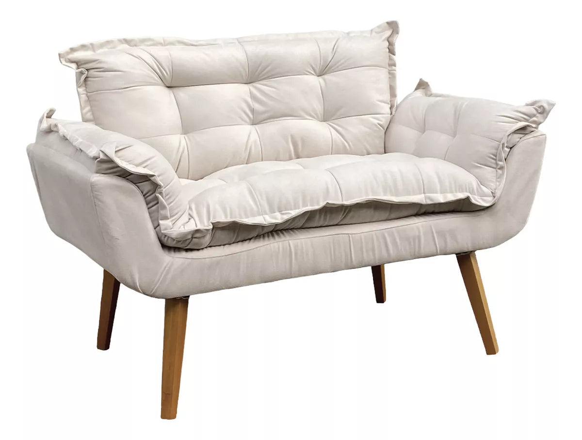 Kit Namoradeira Reforçada + 2 Poltronas Decorativas Para Sala Recepção Consultório Escritório Suede