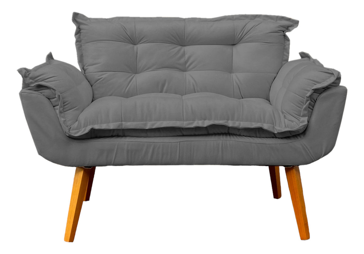 Kit Namoradeira Reforçada + 2 Poltronas Decorativas Para Sala Recepção Consultório Escritório Suede