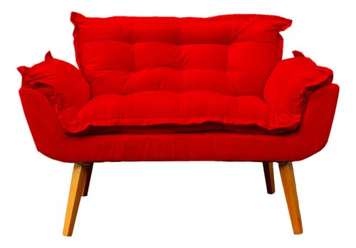 Kit Namoradeira Reforçada + 2 Poltronas Decorativas Para Sala Recepção Consultório Escritório Suede
