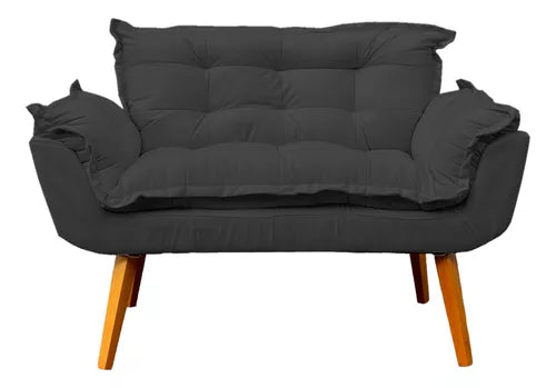 Kit Namoradeira Reforçada + 2 Poltronas Decorativas Para Sala Recepção Consultório Escritório Suede