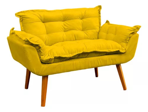 Kit Namoradeira Reforçada + 2 Poltronas Decorativas Para Sala Recepção Consultório Escritório Suede