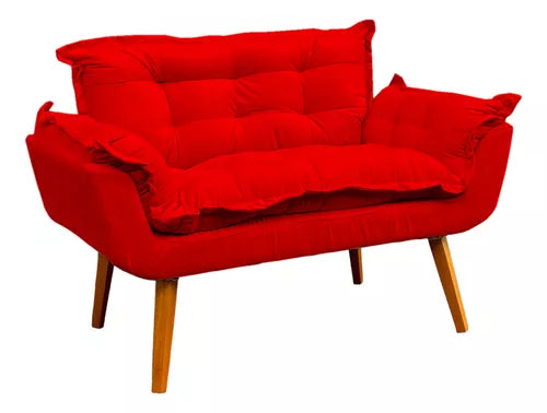 Kit Namoradeira Reforçada + 2 Poltronas Decorativas Para Sala Recepção Consultório Escritório Suede
