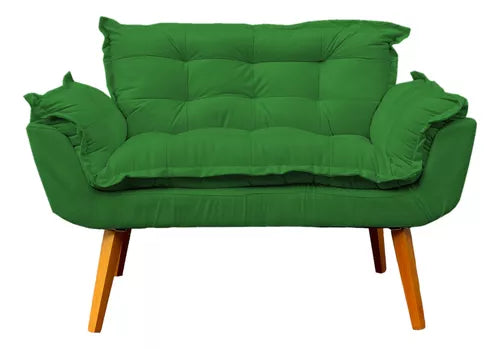Kit Namoradeira Reforçada + 2 Poltronas Decorativas Para Sala Recepção Consultório Escritório Suede