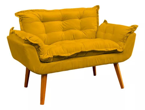 Kit Namoradeira Reforçada + 2 Poltronas Decorativas Para Sala Recepção Consultório Escritório Suede