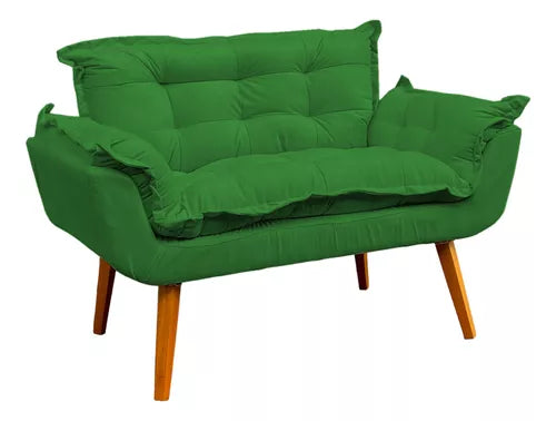 Kit Namoradeira Reforçada + 2 Poltronas Decorativas Para Sala Recepção Consultório Escritório Suede