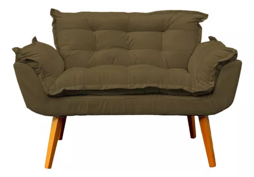 Kit Namoradeira Reforçada + 2 Poltronas Decorativas Para Sala Recepção Consultório Escritório Suede