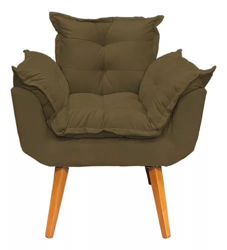 Kit Namoradeira Reforçada + 2 Poltronas Decorativas Para Sala Recepção Consultório Escritório Suede