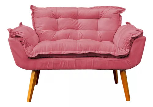 Kit Namoradeira Reforçada + 2 Poltronas Decorativas Para Sala Recepção Consultório Escritório Suede