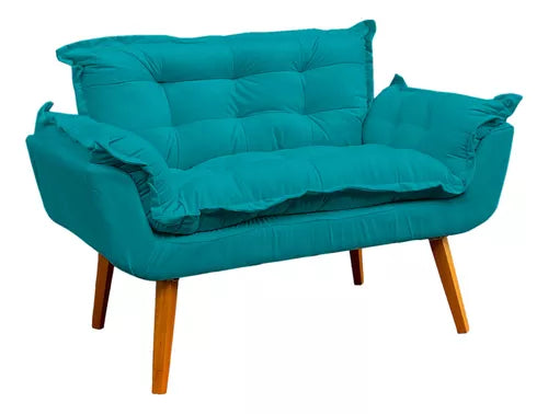 Kit Namoradeira Reforçada + 2 Poltronas Decorativas Para Sala Recepção Consultório Escritório Suede