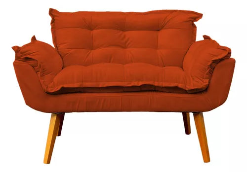 Kit Namoradeira Reforçada + 2 Poltronas Decorativas Para Sala Recepção Consultório Escritório Suede