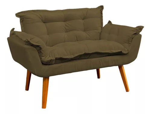 Kit Namoradeira Reforçada + 2 Poltronas Decorativas Para Sala Recepção Consultório Escritório Suede