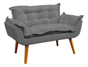 Kit Namoradeira Reforçada + 2 Poltronas Decorativas Para Sala Recepção Consultório Escritório Suede