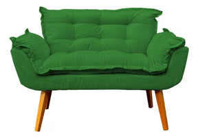 Kit Namoradeira Reforçada + 2 Poltronas Decorativas Para Sala Recepção Consultório Escritório Suede